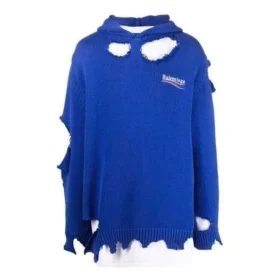 Hanorace „Blue” cu imprimeu de Political Campaign distrus 662718T32124691
