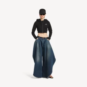 Hanorace cocoon pentru femei, negru