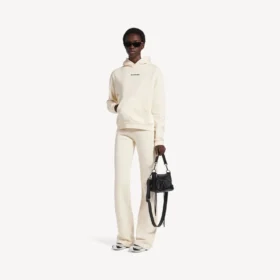 Hanorace cu glugă Balenciaga pentru femei, croială medie, de culoare crem