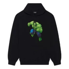 Hanorace cu glugă Balenciaga x Marvel Hulk, croială medie „Negru” 600583TLV581000