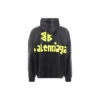 Hanorace cu glugă, buzunare rupte, Tape Type, oversized „Black Faded” 744190TOVB11055