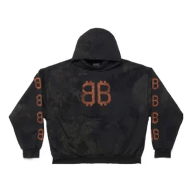 Hanorace cu glugă Crypto, croială medie „Black Faded” 742603TOVN71055