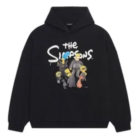 Hanorace cu glugă din bumbac Balenciaga x THE SIMPSONS, croială largă „Black” 674986TLVG81000