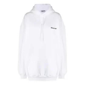 Hanorace cu glugă din bumbac cu logo Small Label, colecția SS21, alb, 578135TJV859040