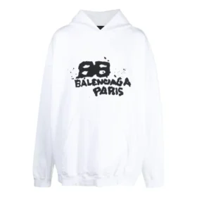 Hanorace cu glugă și BB Icon desenat manual, croială largă „White” 620973TNVQ19040