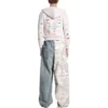 Hanorace cu glugă și fermoar Business English „Off White” 788243TQVH69016