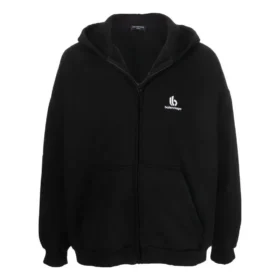 Hanorace cu glugă și fermoar cu logo brodat „Negru” 674719TLVH81070