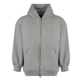 Hanorace cu glugă și fermoar din bumbac jersey cu aspect uzat „Grey” 744454TOVV91241