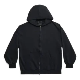 Hanorace cu glugă și fermoar exterior, croială strâmtă „Black Faded” 744454TOVF51055