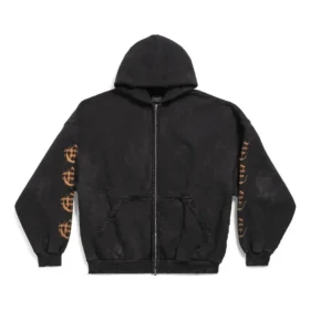 Hanorace cu glugă și fermoar Heavy Metal Oversized „Black Faded” 744444TOVD91055