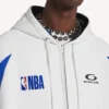 Hanorace cu glugă și fermoar oversized pentru bărbați Balenciaga | colaborare NBA, în alb/multicolor