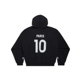 Hanorace cu glugă și fermoar Paris Soccer, croială medie „Black White” 744457TPVS61070
