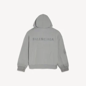 Hanorace cu glugă și fermoar pentru bărbați Balenciaga, croială regular, în culoarea gri Balenciaga