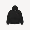 Hanorace cu glugă și fermoar pentru bărbați, croială regulată, cu imprimeu „Balenciaga Back” DIY, de culoare neagră