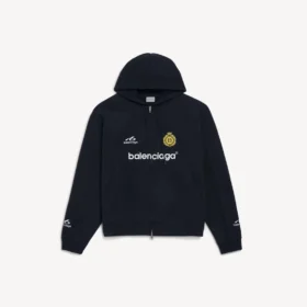 Hanorace cu glugă și fermoar pentru bărbați, stil oversized, de culoare neagră