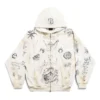 Hanorace cu glugă și fermoar Tat, croială medie, „Off White Black” 770939TQVK13307