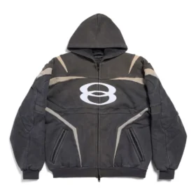 Hanorace cu glugă și fermoar Unity Sports Icon Biker, oversized „Negru Alb” 790359TQVM21070