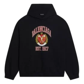 Hanorace cu glugă și imprimeu cu logo-ul „Est. 1917 College”, croială largă, „Negru” 675003TLV901076