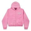 Hanorace cu glugă Paris Strass cu fermoar integral, croială strâmtă „Faded Pink” 811611TRVL49568