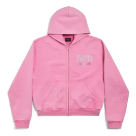 Hanorace cu glugă Paris Strass cu fermoar integral, croială strâmtă „Faded Pink” 811611TRVL49568