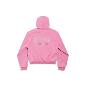 Hanorace cu glugă Paris Strass cu fermoar integral, croială strâmtă „Faded Pink” 811611TRVL49568