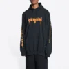 Hanorace cu glugă SBalenciaga Metallica, croială oversized „Black Orange” 697879TMV891055