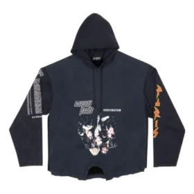 Hanorace cu glugă Speed Hunters, cu design inversat, oversized „Black Faded” 698156TMVD11000