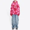 Hanorace cu glugă Tie-Dye de Ziua Îndrăgostiților, croială largă „Roșu” 675003TLVI86802