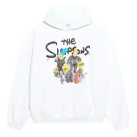 Hanorace din bumbac Balenciaga x THE SIMPSONS, croială largă „Alb” 675003TLVG89016