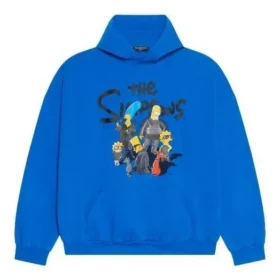 Hanorace din bumbac Balenciaga x THE SIMPSONS, croială largă „Albastru” 674986TLVG84210 Hanorace din bumbac Balenciaga x THE SIMPSONS, croială largă „Albastru” 674986TLVG84210