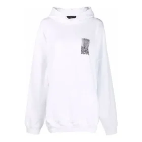 Hanorace din bumbac cu cod de bare „Alb” 651799TKVE69040