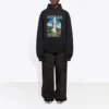 Hanorace largă cu glugă Balenciaga pentru bărbați, negru, 641679TJVH91000