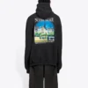 Hanorace largă cu glugă Balenciaga pentru bărbați, negru, 641679TJVH91000