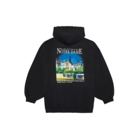 Hanorace larg cu imprimeu clasic, negru 641529TJVH91000