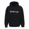 Hanorace oversized cu glugă cu logo script „Black White” 674986TMVB51070