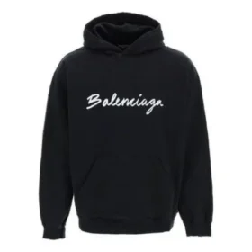 Hanorace oversized cu glugă cu logo script „Black White” 674986TMVB51070