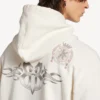 Hanorace oversized cu glugă și fermoar pentru bărbați, în nuanța crem