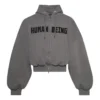 Hanorace rotundă cu glugă și fermoar Human Being „Gri închis” 827153TSVB91441