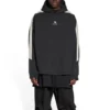 Hanorace sport cu mâneci cu dungi și glugă, croială oversized „Black White” 704023TMVG23869