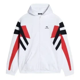 Hanorace sportivă cu glugă și fermoar „Alb Negru Roșu” 675330TLVA39028