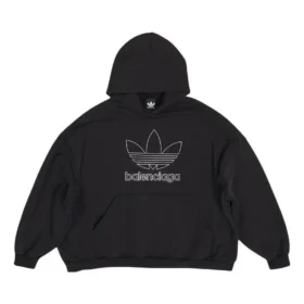 Hanorace supradimensionată Balenciaga x adidas Logo „Black White” 712396TNVA91070