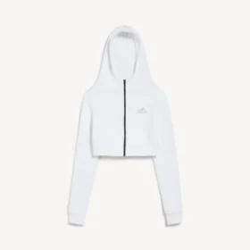 Hanorace tehnică pentru femei, model cocoon, de culoare albă