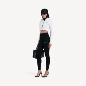 Hanorace tehnică pentru femei, model cocoon, de culoare albă