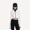 Hanorace tehnică pentru femei, model cocoon, de culoare albă