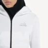 Hanorace tehnică pentru femei, model cocoon, de culoare albă