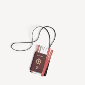 Husă pentru telefon și pașaport pentru bărbați, în nuanța burgund