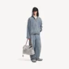 Jachetă cu glugă din denim pentru bărbați, de culoare albastru închis