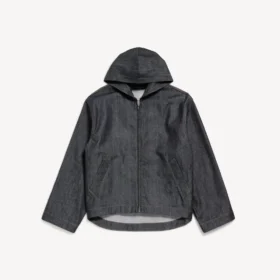Jachetă cu glugă din denim pentru bărbați, în nuanța indigo brut
