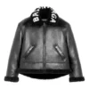 Jachetă de aviator din piele Cocoon „Black” 646456TKS311069