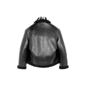 Jachetă de aviator din piele Cocoon „Black” 646456TKS311069 Jachetă de aviator din piele Cocoon „Black” 646456TKS311069